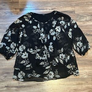Haver London Black and White Floral Blouse